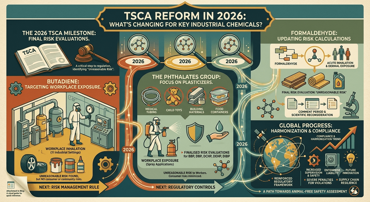 TSCA सुधार 2026: ब्यूटाडाइन, फ़ेथलेट्स और फॉर्मल्डेहाइड के लिए नया क्या है